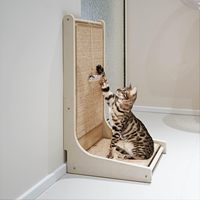 Griffoir pour chat en bambou/bois en forme de L, moderne et luxueux, protège les meubles, jouet pour chat à poser au sol pour les besoins de griffonnage des félins