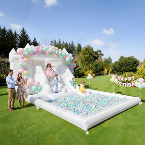 Nuovo Design bianco Combo castello gonfiabile casa di rimbalzo con scivolo e piscina palla gigante per il matrimonio e bambini che giocano - Product Image 2
