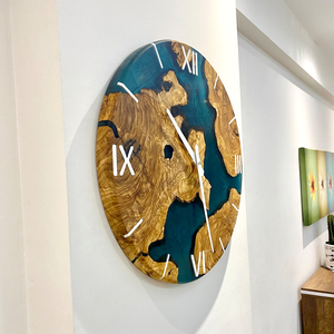 <span class=keywords><strong>Orologio</strong></span> <span class=keywords><strong>da</strong></span> <span class=keywords><strong>Parete</strong></span> Rotondo in Resina e Legno, Stile Industriale, Colore <span class=keywords><strong>Blu</strong></span>, Decorazione per la Casa - Product Image 5