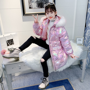 <span class=keywords><strong>Veste</strong></span> d'hiver pour filles à capuche en fourrure brillante violette, <span class=keywords><strong>14</strong></span> <span class=keywords><strong>ans</strong></span>, rembourrée en coton, coupe-vent, vêtements d'extérieur rembourrés - Product Image 2