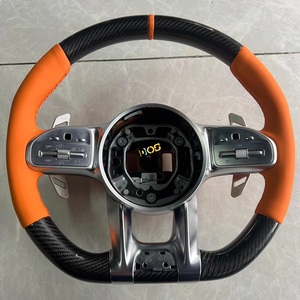 Volant en cuir orange personnalisé DOS pour Mercedes Benz AMG Classe S W221 Classe <span class=keywords><strong>E</strong></span> W212 W213 <span class=keywords><strong>CLA</strong></span> C117 <span class=keywords><strong>250</strong></span> 200 C118 en fibre de carbone - Product Image 1