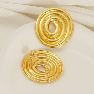 Zogxin Gold Spiral Stud Earrings Geometric Design Party Fashion Jewelry - Product Image 3