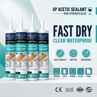 Acid Cure GP Silicone Sealant RTV Perekat Kaca Transparan Tahan Air Cepat Kering untuk Perekat Jendela Pintu Cermin 300ml Grosir