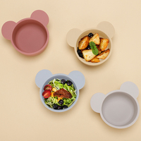 Bol pour bébé en silicone de qualité alimentaire épais avec logo personnalisé, design lapin, chat, ours, pour lait/céréales, construction robuste et durable, compatible micro-ondes