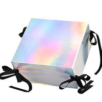 Boîte cadeau à rabat avec ruban irisé personnalisé au laser pour l'emballage de produits de beauté, de bijoux, d'électronique et la présentation de la marque