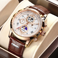 Montre à quartz pour homme, style affaires, grand cadran, pour étudiant, avec aiguilles, en acier inoxydable, phase de lune, étanche