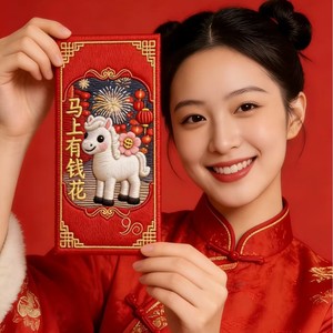 Sobre rojo 3D con diseño de flor, 9x17 cm, para el Año Nuevo Chino, Festival de Primavera, paquete de 8 sobres de papel para regalo de dinero de la suerte - Product Image 2