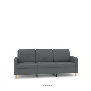 Dark Gray 3 Seater <b>Sofa</b> With <b>Wood</b> <b>Legs</b> Modern Living Room Upholstered Foam Filled D0100H5H1UP - Product Image 1