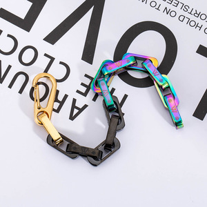 สร้อยข้อมือแฟชั่น ไทเทเนียมสตีล สีรุ้ง หนา รูปทรงเรขาคณิต สำหรับผู้ชาย สไตล์พังก์ร็อก ของขวัญ 21 ซม. - Product Image 2