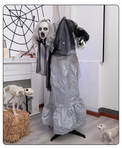 Ornement décoratif lumineux d'Halloween, fantôme féminin animé, oscillant, à induction électrique, pour une ambiance de terreur - Product Image 2