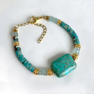 Необычный дизайнерский браслет из натурального камня, украшенный бусинами, браслет с разделением озера, синего, моря, Желтый Цитрин