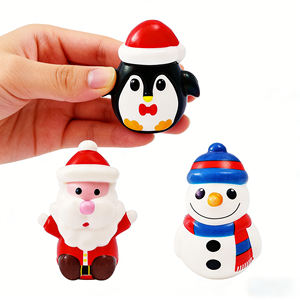 Nouveau jouet souple en mousse PU pour Noël, mini jouet anti-stress Père Noël Bonhomme de neige, dessin animé à presser, soulagement de l'anxiété, rebond lent, pour enfants JK Unisexe - Product Image 1