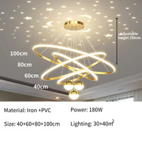 Anneaux de décoration pour la maison lampe suspendue à haut plafond LED ronde lustre de luxe nordique moderne suspension