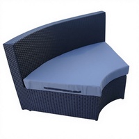 Outdoor-Sofa-Set Modulares PE-Rattan Rundes Tagesbett mit Blaugrauen Kissen Patio-Rattan Outdoor-Sofa-Set