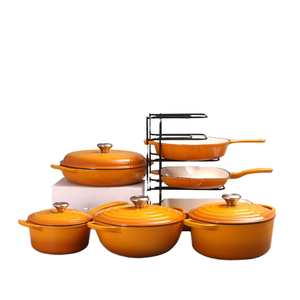 Gusseisen-Kochgeschirr 7-teiliges Klassisches <span class=keywords><strong>Camping</strong></span>-Set Emailliert Ofenfest Spülmaschinenfest Antihaftbeschichtet Anpassbares Kochgeschirr-Set - Product Image 5