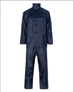 Traje Impermeable de Dos Piezas Azul Marino de Poliéster PU con Capucha Oculta - Product Image 2