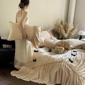 Juego de Ropa de Cama de Cuatro Piezas Estilo Princesa, de Poliéster Suave al Tacto, para Exportación de Comercio Electrónico Transfronterizo 2026, Modelo Avril - Product Image 2