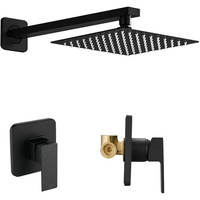 Ensemble de douche thermostatique en laiton avec bras de douche extra long, système de douche pluie carré à valve céramique pour usage hôtelier, design moderne