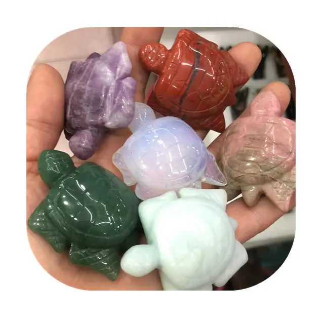Tallado de piedras preciosas de 50mm, cristales bonitos, artesanías curativas, mezcla de cuarzo, cristal de tortuga marina, figuritas para regalo