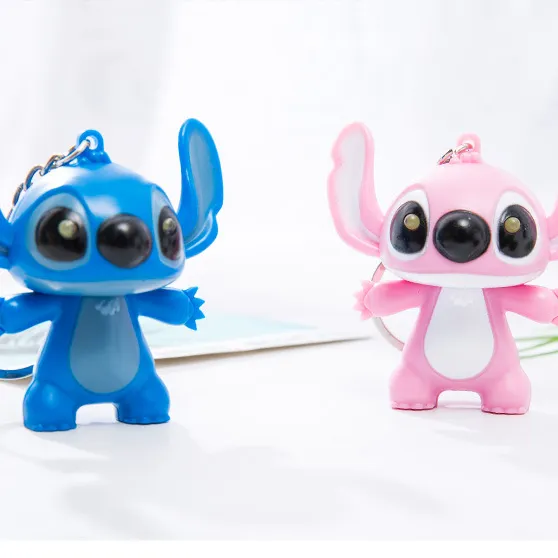 Chaveiro com led digimon stitch, chaveiro com som, lanterna led, para presente de natal e ano novo