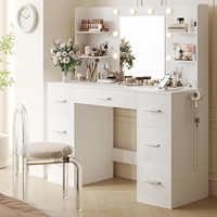 Ensemble de commode de courtoisie de miroir de LED de prix usine Offre Spéciale avec le bureau de maquillage de 7 tiroirs coiffeuse de chambre à coucher de la femme