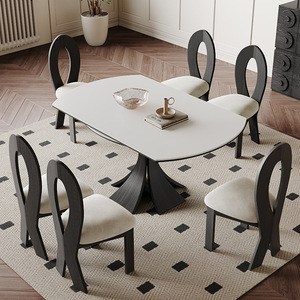 Extendable Slab Dining Table Set 1.2m 1.35m Round <b>Square</b> Dual Purpose Solid Wood Furniture For Dining Room - Product Image 2