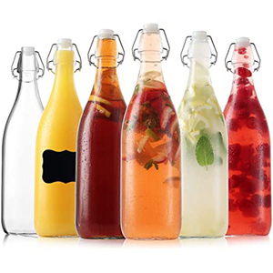 500ml 750ml 1L Round Empty <b>Glass</b> Juice <b>Bottles</b> with Swing Clip Lid Cartoon Design Reusable & Thermal Insulation for Water Juice - Product Image 6