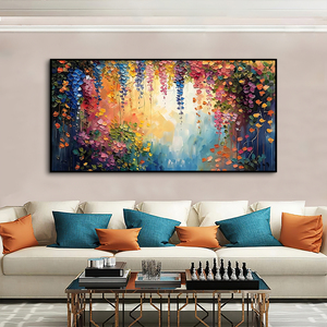Tableau mural abstrait sur toile, champ de <span class=keywords><strong>fleurs</strong></span> 3D, design printanier impasto, 50% <span class=keywords><strong>peinture</strong></span> à l'huile, taille personnalisable, fait main pour salon - Product Image 2