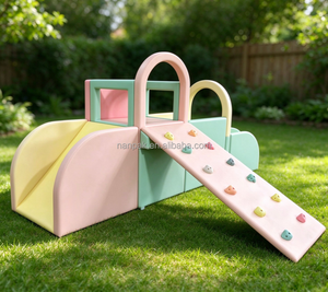 Structure de jeu souple 3-en-1 avec <span class=keywords><strong>piscine</strong></span> à balles, équipement de terrain de jeu intérieur avec rampe d'escalade et toboggan pour café de jeux, centre commercial, garderie, fête - Product Image 6