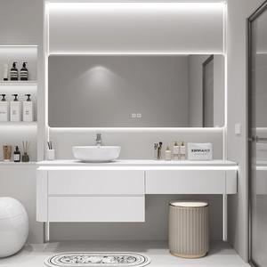 Meubles personnalisés design moderne <span class=keywords><strong>en</strong></span> bois double évier armoire de salle de bain étanche ensembles de vanités de salle de bain avec lavabo et miroir - Product Image 1