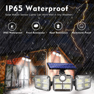 Lámpara Solar de Pared Exterior Impermeable IP65 con <span class=keywords><strong>3</strong></span> Cabezales Ajustables, 138 LED, con Control Remoto - Product Image 5