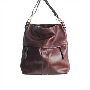 <b>Womens</b> Lady Dark Brown Genuine Leather Hobo Bag <b>Large</b> Shoulder Tote Zipper Purse Slouchy <b>Handbag</b> Crossbody Satchel Water - Product Image 1