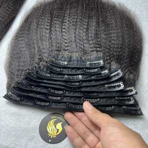 Extensiones de Cabello Humano Natural Vietnamita con Clip, Textura Yaki, Sin Costuras, 100% Cabello Virgen, Doble Trama para Proveedores - Product Image 1