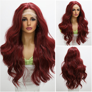 Auburn Cooper Reddish Brown Hair Lace Front <strong>Wigs</strong> Synthetic <strong>Wigs</strong> Body Wave High Quality Glueless <strong>Wigs</strong> For Black Women SM9136 - Product Image 6