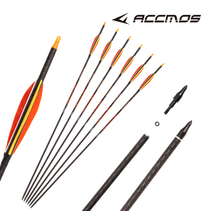 Flèche en carbone pur <span class=keywords><strong>de</strong></span> 6,2 mm avec pointe <span class=keywords><strong>de</strong></span> flèche cible, plumes <span class=keywords><strong>de</strong></span> fusée, deux oranges et une jaune - Product Image 3