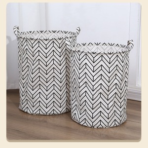 Panier à linge pliable en tissu coton et lin, design tambour épaissi, pour le rangement des vêtements et des jouets, idéal pour dortoir, chambre et usage domestique - Product Image 2