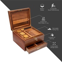 Vente en gros Boîte à hash anti-odeur Plateau à rouler pour fumer des herbes Kits de rangement Boîte de rangement en bois d'acacia avec accessoires