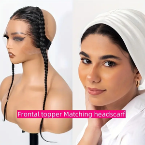 ท็อปเปอร์ผมแท้แบบไม่<span class=keywords><strong>ต</strong></span>้องใช้กาว 13x4 แบบคลิปติด ทรงเกเล่ ทูร์บัน สำหรับผู้หญิง ทรงผมแอฟโฟร <span class=keywords><strong>ทวิ</strong></span>สต์ พร้อมผมด้านหน้าแบบลูกไม้ - Product Image 4