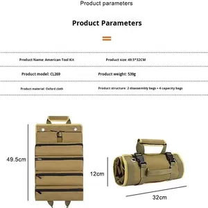 Sac à outils d'électricien promotionnel durable en tissu Oxford épaissi avec fermeture éclair, nouveau sac enroulable en toile pour outils de quincaillerie - Product Image 3