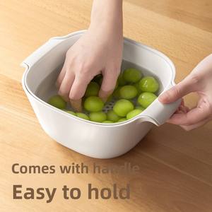 LANZYLO ODM 双层塑料蔬菜清洗篮带排水和滤水功能多功能厨房工具 - Product Image 4