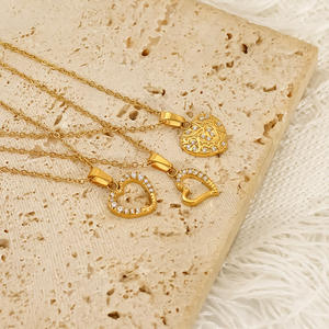 เครื่องประดับขายส่งจีน<span class=keywords><strong>สร้อย</strong></span>คอหัวใจเพชรขัดสูง18K <span class=keywords><strong>สร้อย</strong></span>คอสแตนเลสโครเมี่ยมหัวใจสำหรับผู้หญิง - Product Image 1