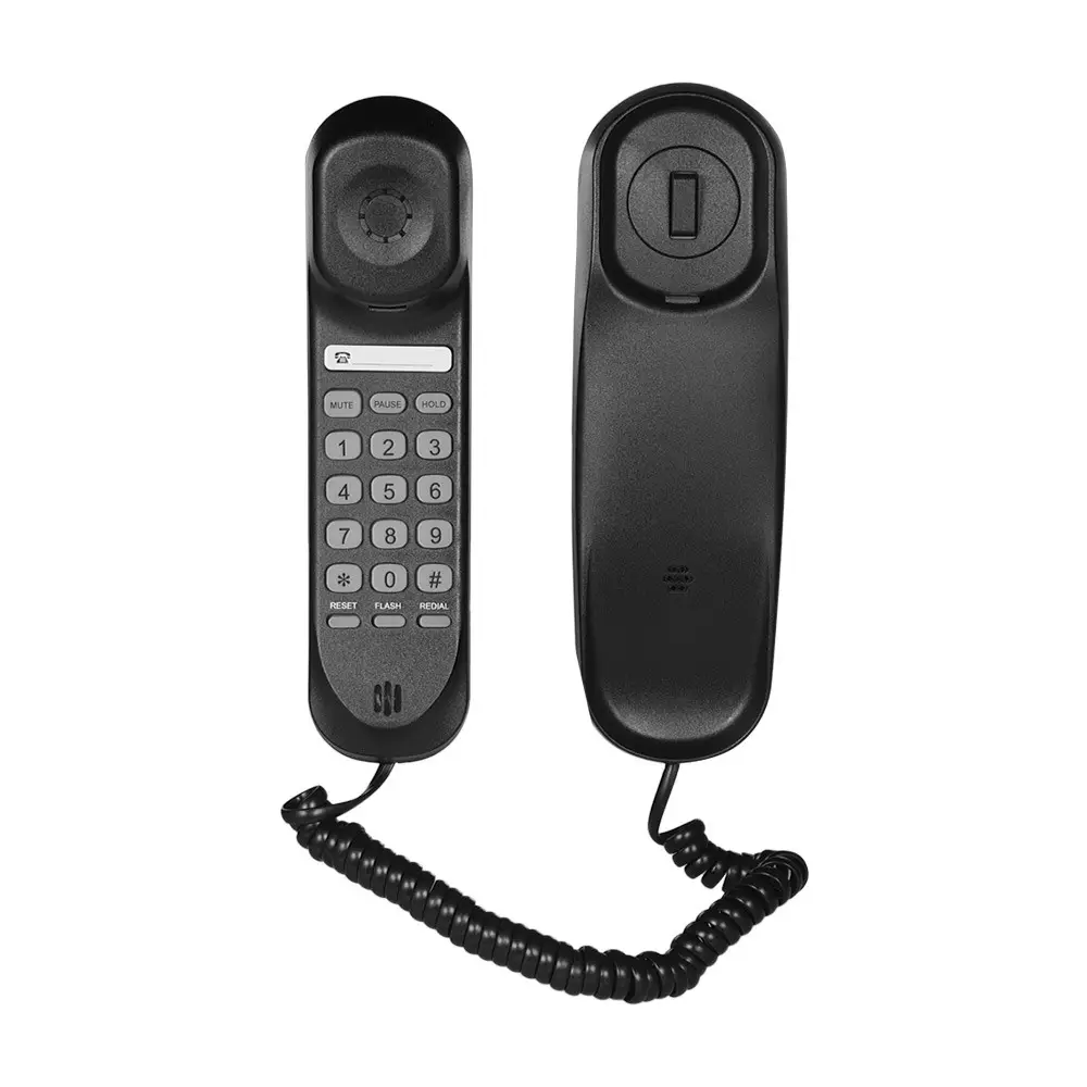 Mini Desktop Corded Landline Phone Fixed Telephone Wall Mountable Supports Mute/ Pause/ Hold/ Reset/ Flash/ Redial Functions for