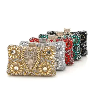 Hot selling New design luxury handbag premium fashion women gold stylish clutch bag Lattice clutches and evening bags l