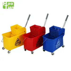 Double Mop Bucket Cleaning Rollwagen mit Wringer Top Quality Side Press Kunststoff BUCKETS Nachhaltiger hochwertiger Kunststoff