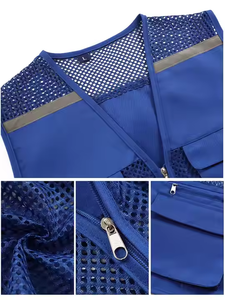 Vente en gros <span class=keywords><strong>de</strong></span> gilet réfléchissant multi-poches sans manches en maille vêtements <span class=keywords><strong>de</strong></span> <span class=keywords><strong>travail</strong></span> bénévole pour l'activité logo personnalisé bon marché en plein air - Product Image 3