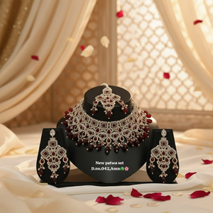 <b>Gold</b> Plated Brass Zircon Ethnic Bridal Jewelry <b>Set</b> Choker Necklace Drop Earrings Tikka High Quality Engagement Anniversary Gift - Product Image 3