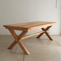 Table à manger rectangulaire en teck massif vintage de différentes tailles pour hôtel et villa, mobilier de maison