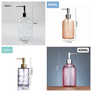 ขวดแก้วสบู่เหลวสี ขนาด 330 มล. 400 มล. ขวดปั๊มสบู่ล้างมือแบบแก้วสำหรับใส่เจลแอลกอฮอล์ - Product Image 2