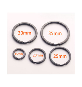 15mm 20mm 25mm 30mm 32mm negro resistente 304 Acero inoxidable Metal plano <span class=keywords><strong>Split</strong></span> llavero con anilla para llaves de coche para el hogar accesorio - Product Image 5