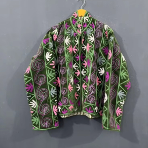 Blouson d'hiver réversible, respirant, à séchage rapide, en molleton 100% coton tissé à la main, brodé, à manches longues, écologique - Product Image 1